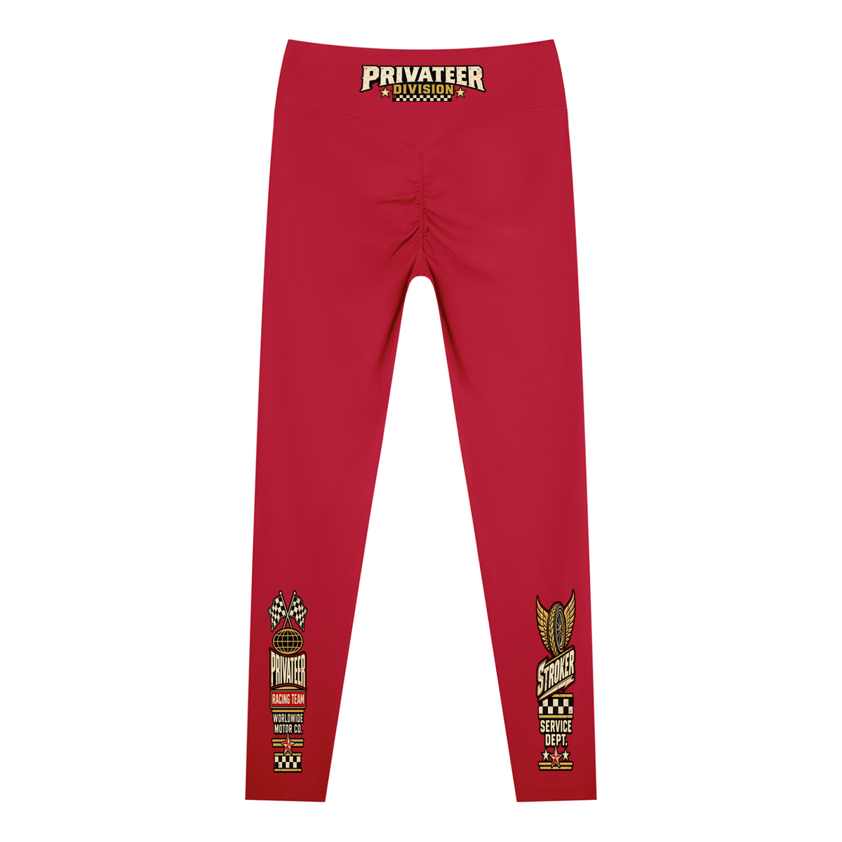 Product mockup showing Stroker MX High-Waisted Graphic Ankle Leggings – Wine Red