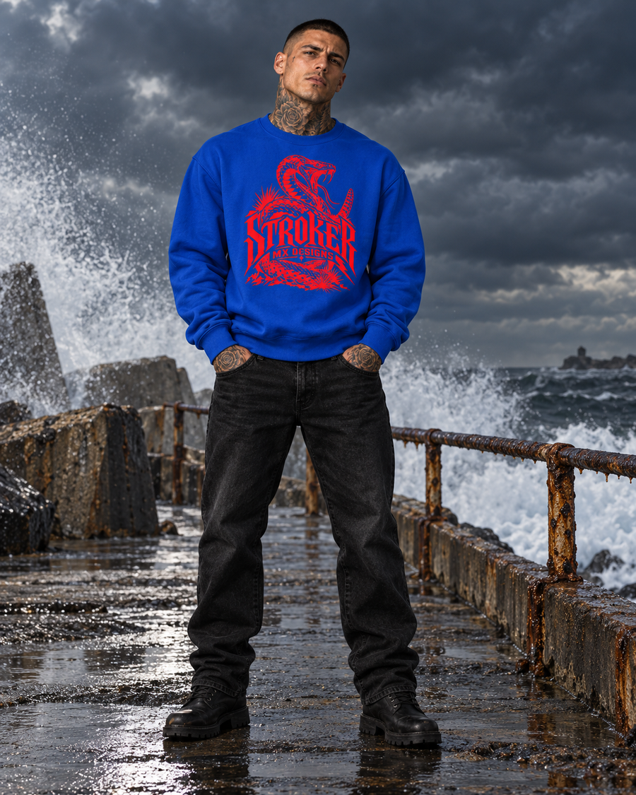 RED SNAKE | Royal-Blue Racing Crewneck