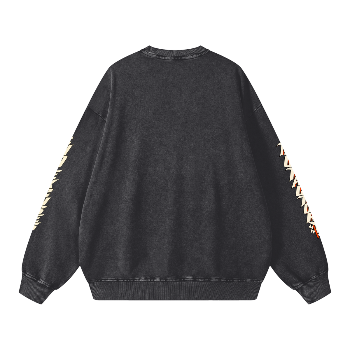 STROKER MX | Black Snow-Washed Oversized Crewneck