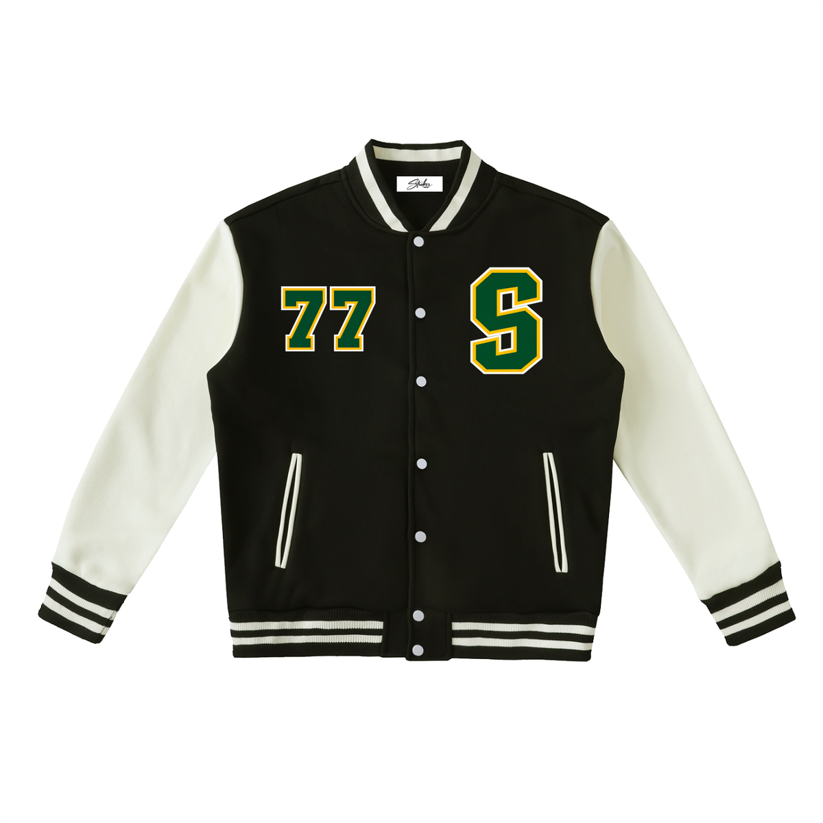 STROKER MX | Black & White Fleece Varsity Jacket