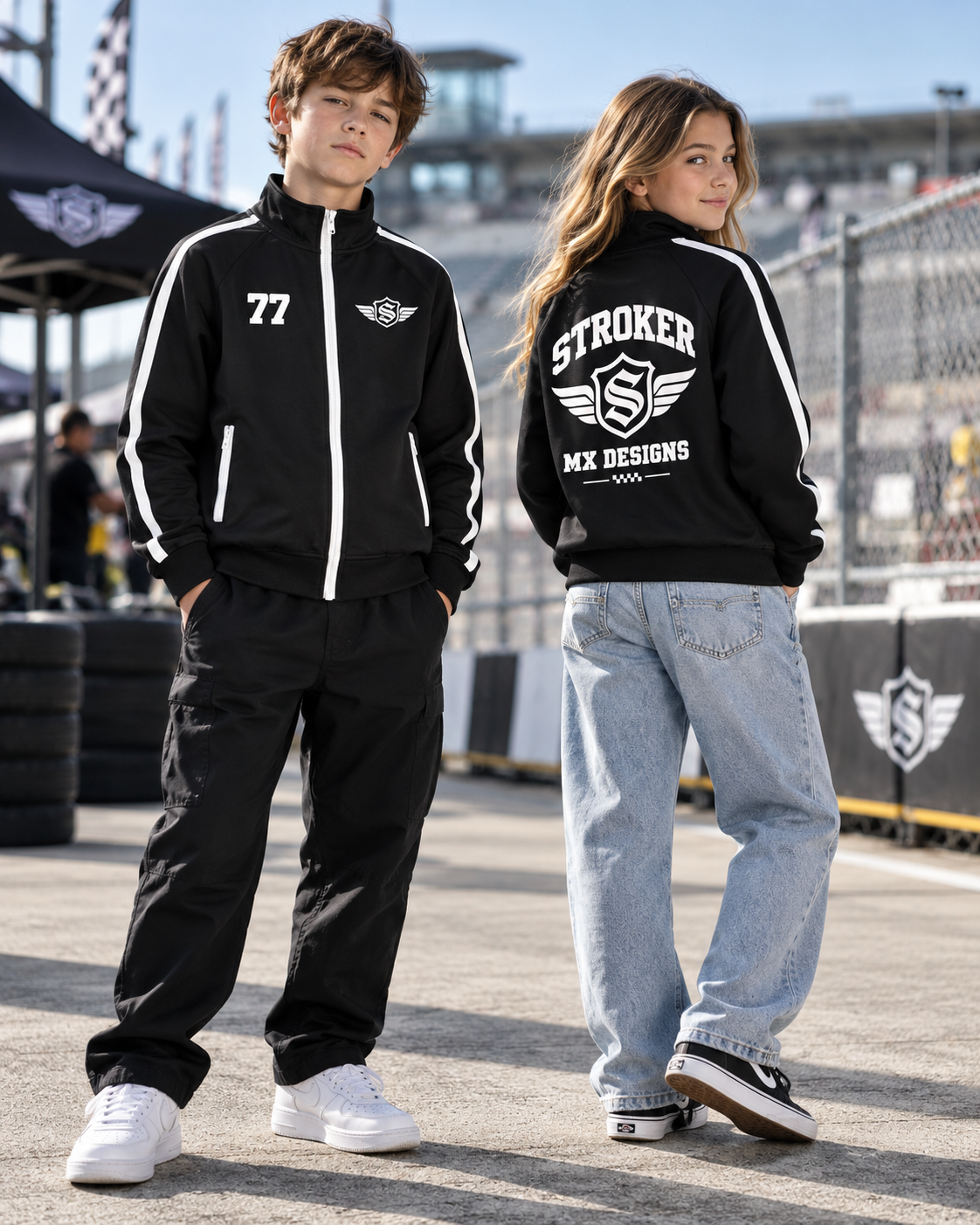 TRACKSIDE | Youth Contrast-Tape Coach Jacket