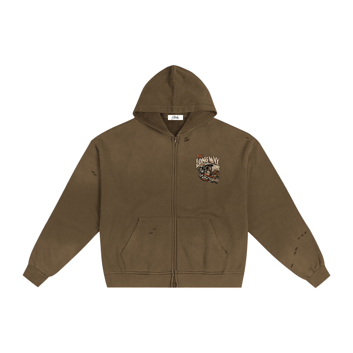 THE LONG WAY HOME | Men's Sunfade Frayed Zip Hoodie