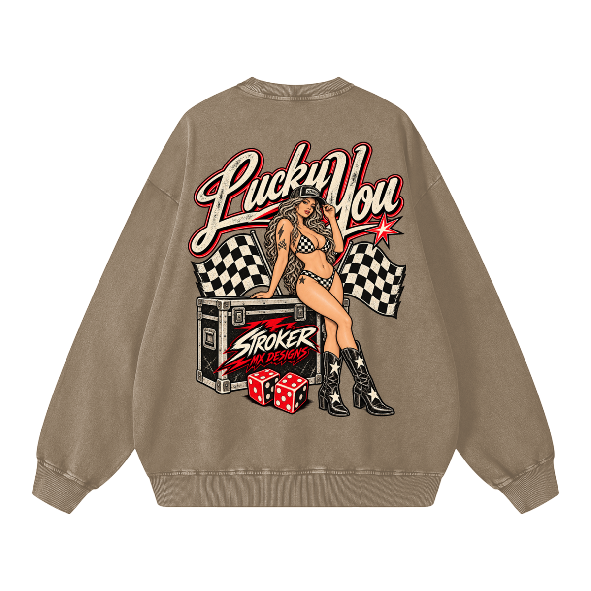 LUCKY YOU | Men's Snow-Washed Oversized Crewneck