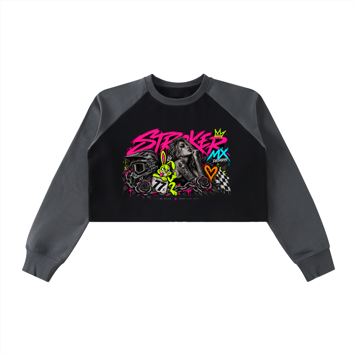 NEON STROKER CROP | Women's Color-Block Raglan Sweatshirt