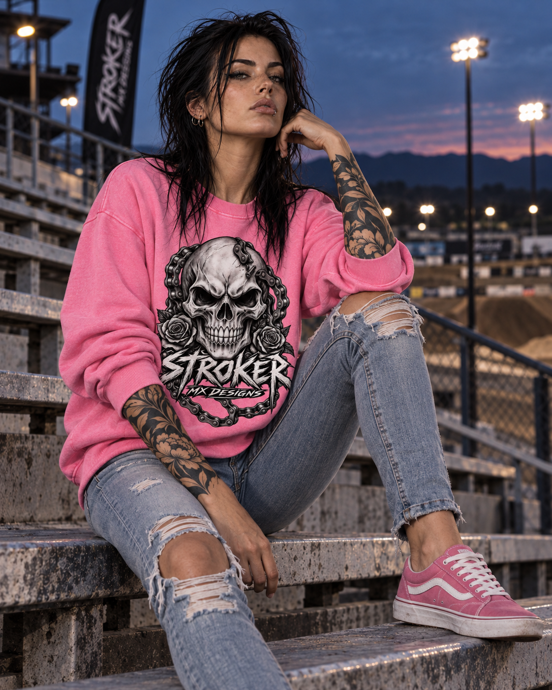 PINK HAS TEETH. | Snow-Washed Oversized Crewneck