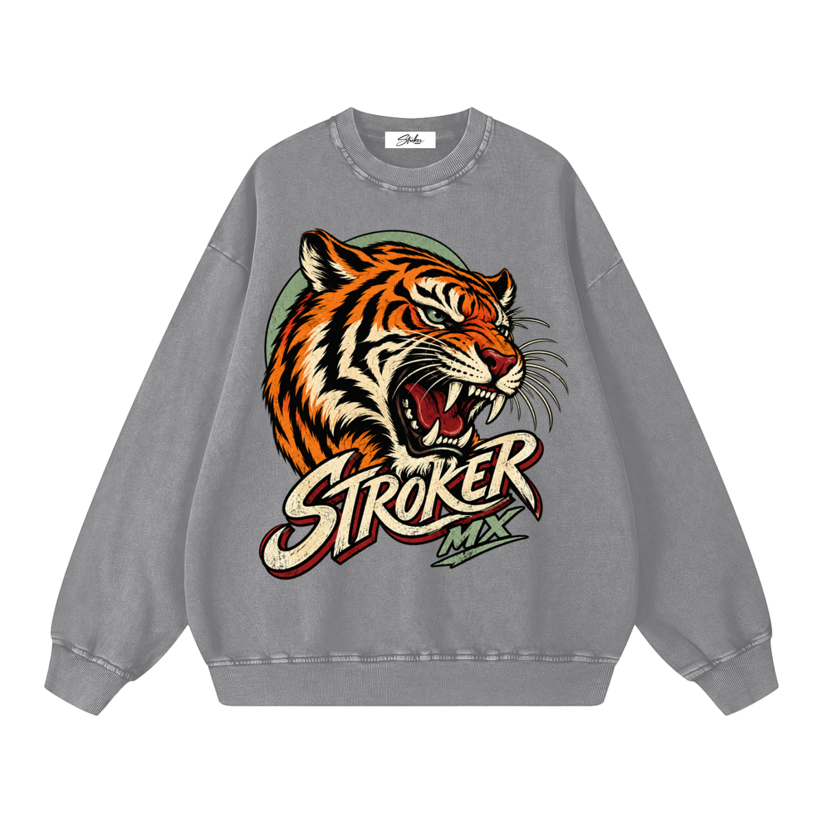 VINTAGE TIGER | Snow-Washed Statement Crewneck