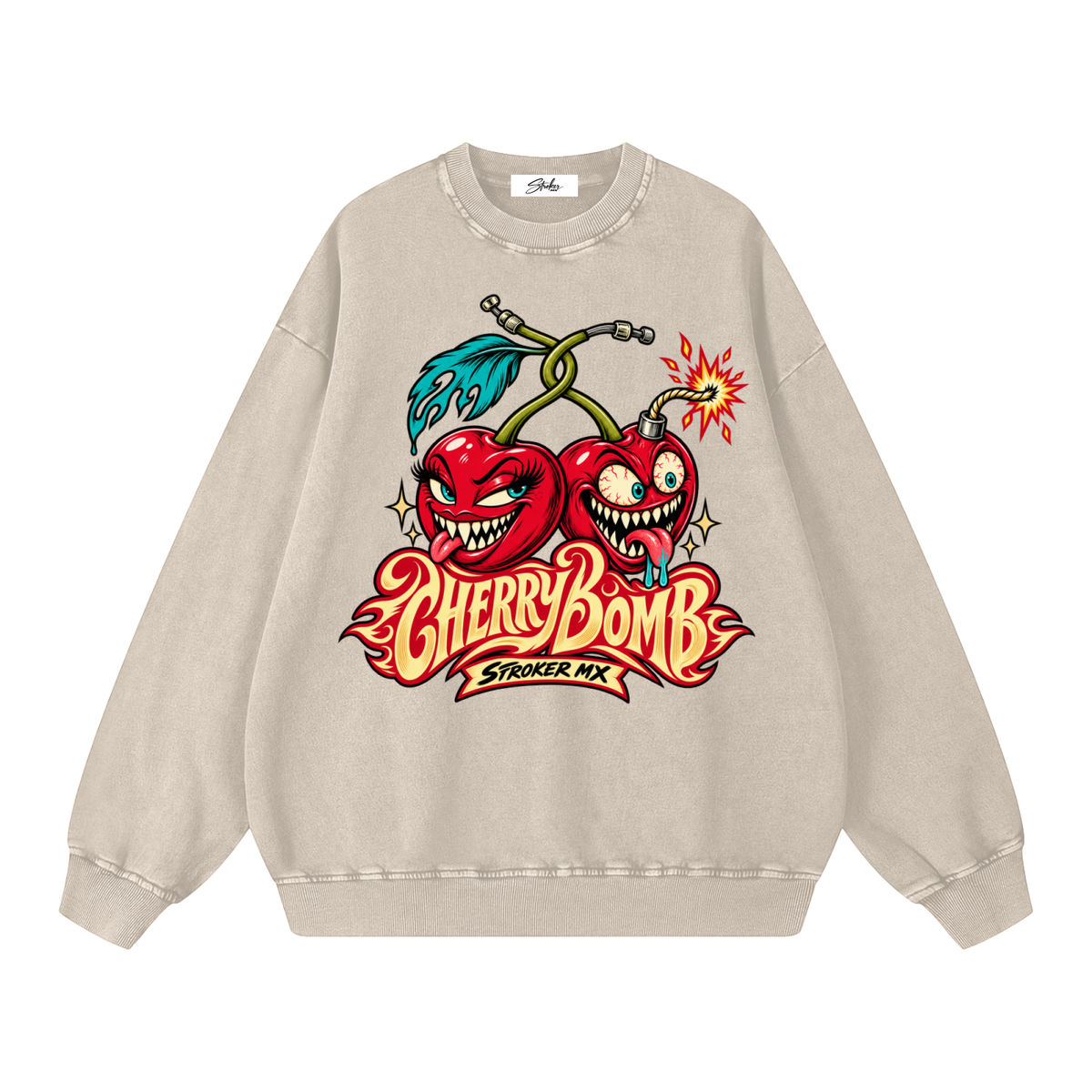 STROKER MX | Snow-Washed Crewneck - Apricot & Gray