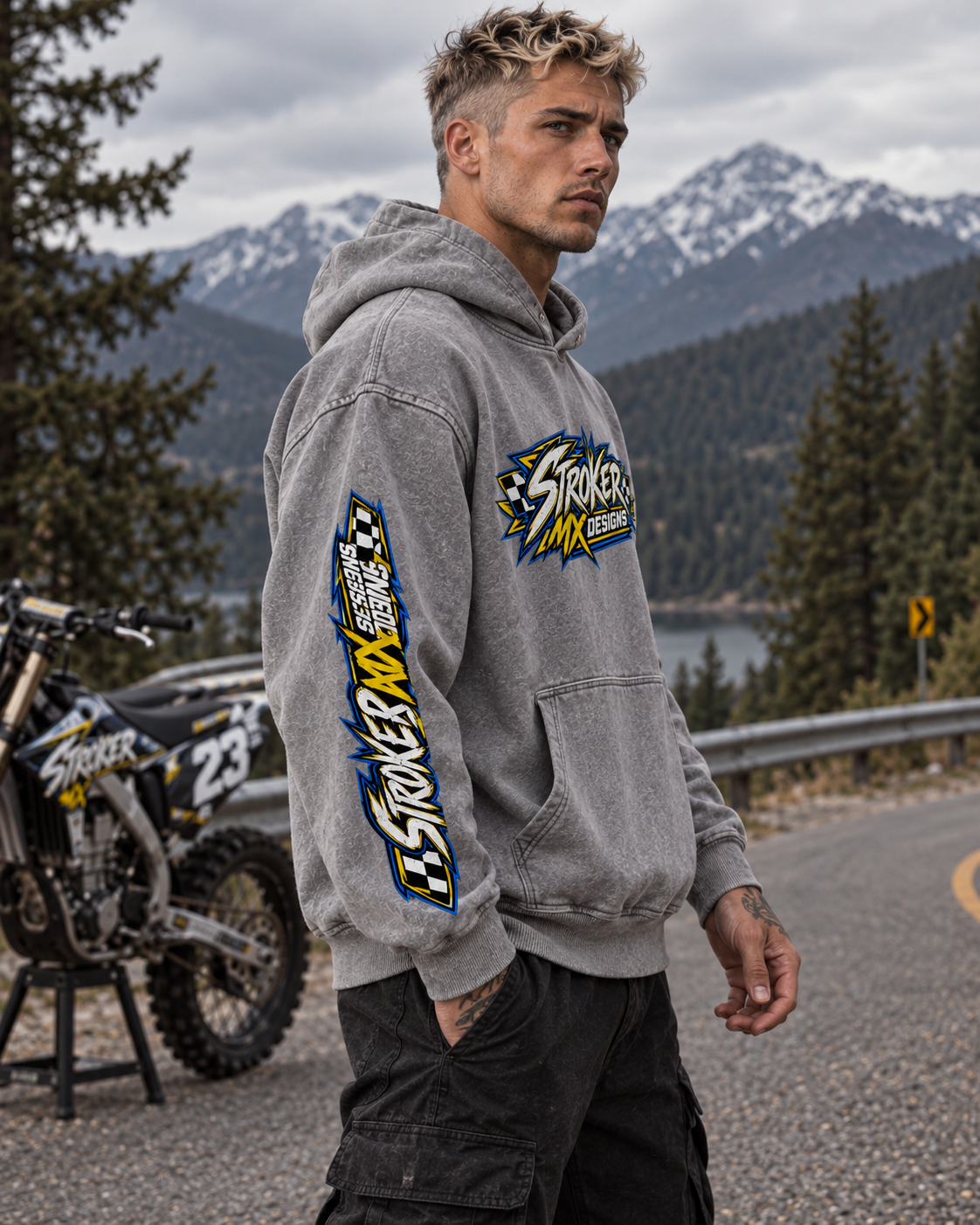 WIDE OPEN | Men's Snow-Washed Racing Hoodie