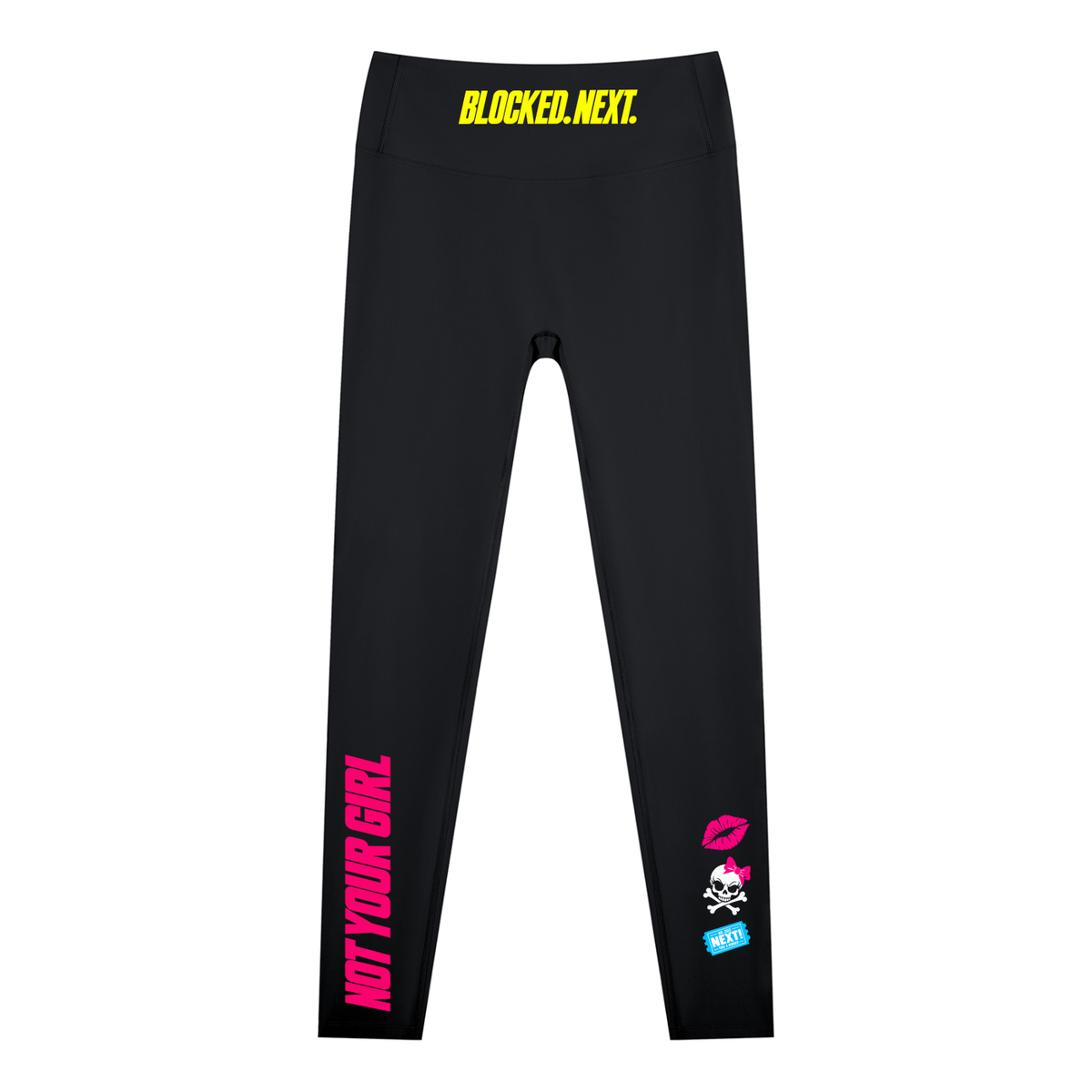 Product mockup showing Stroker MX High-Waisted Graphic Ankle Leggings – Black