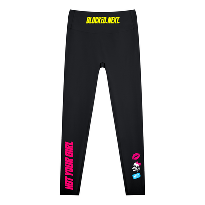 Product mockup showing Stroker MX High-Waisted Graphic Ankle Leggings – Black