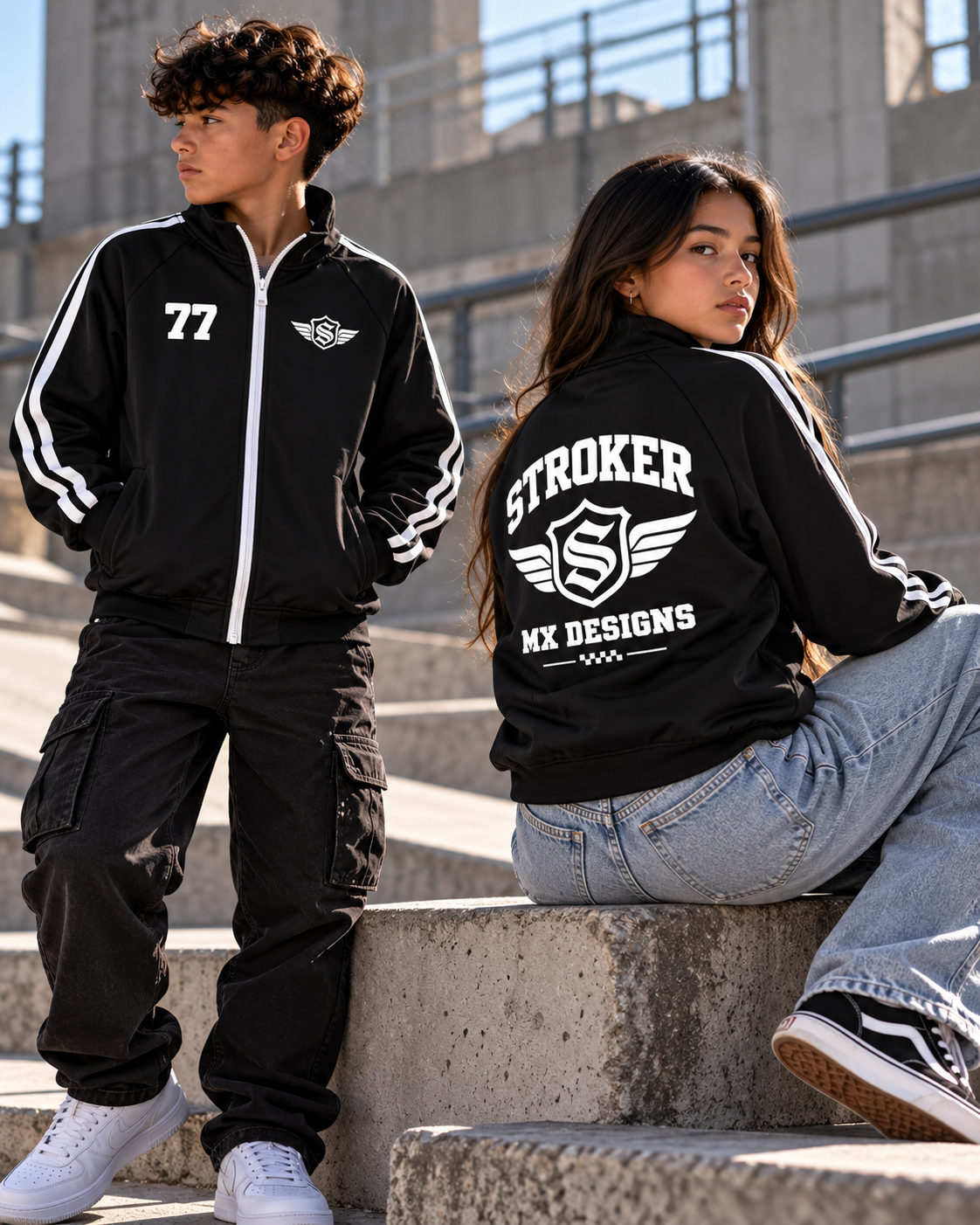 TRACKSIDE | Youth Contrast-Tape Coach Jacket