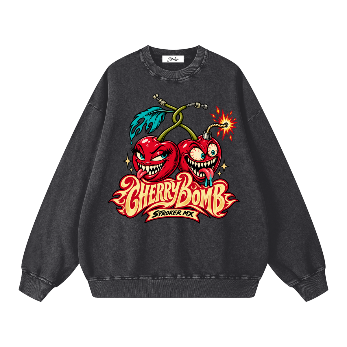 STROKER MX | Snow-Washed Crewneck - Apricot & Gray