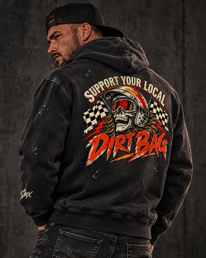 ROAD RASH | Vintage Frayed Fleece Hoodie — featured Stroker MX product photograph