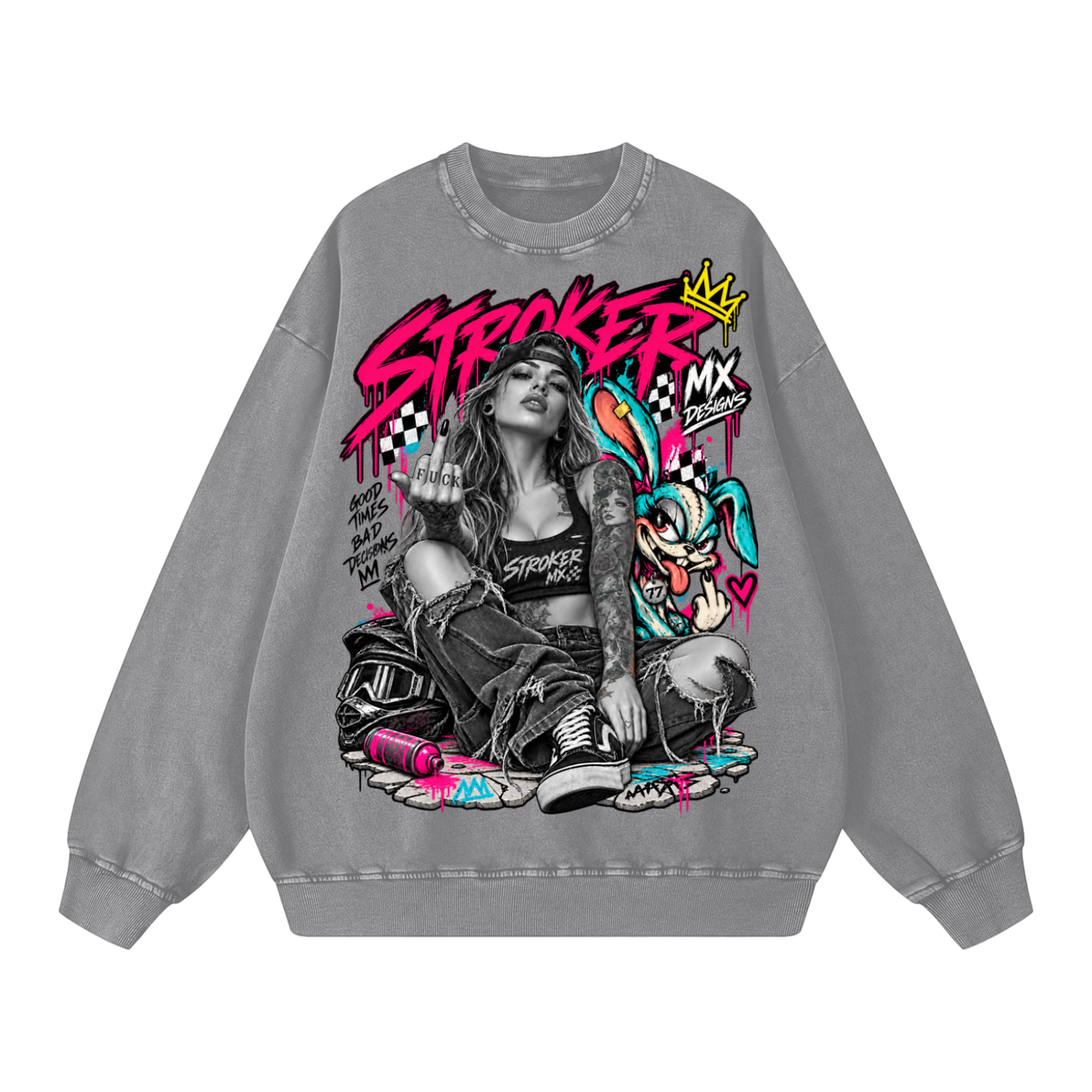 SNOW-WASHED STROKER | Men's Oversized Crewneck