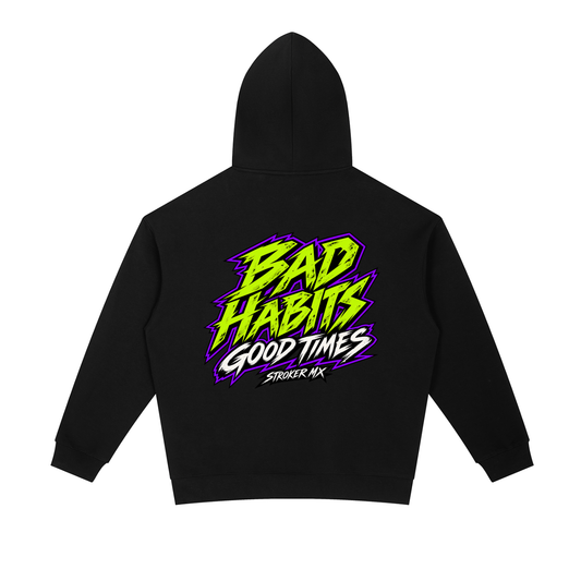 BAD HABITS, GOOD TIMES | Oversized Black Hoodie