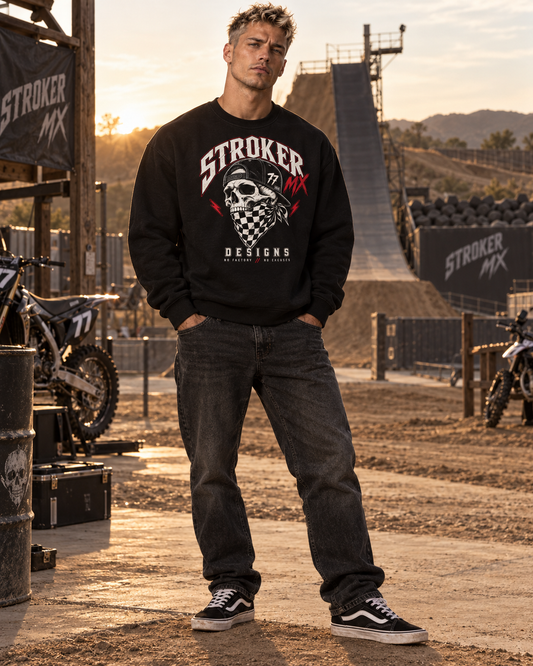 SKULL BANDANA 77 | Black Fleece Crewneck