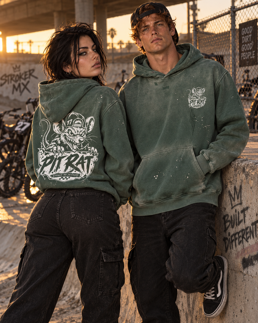 PIT RAT | Vintage Frayed Moto Hoodie