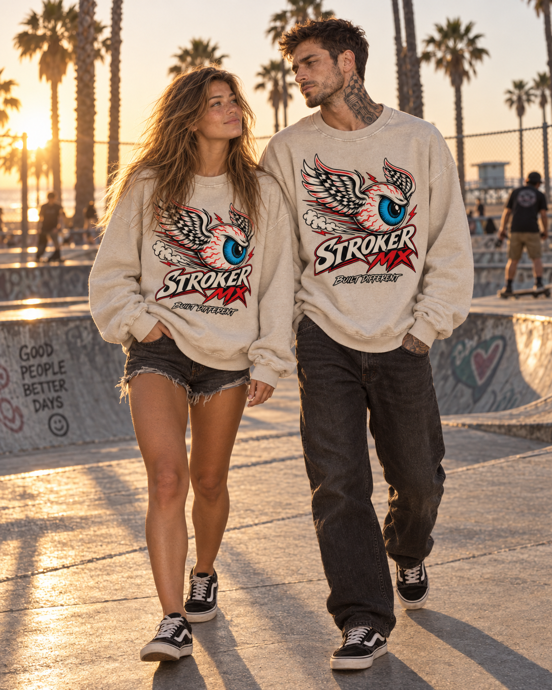 STROKER MX | Snow-Washed Crewneck - Light Tones