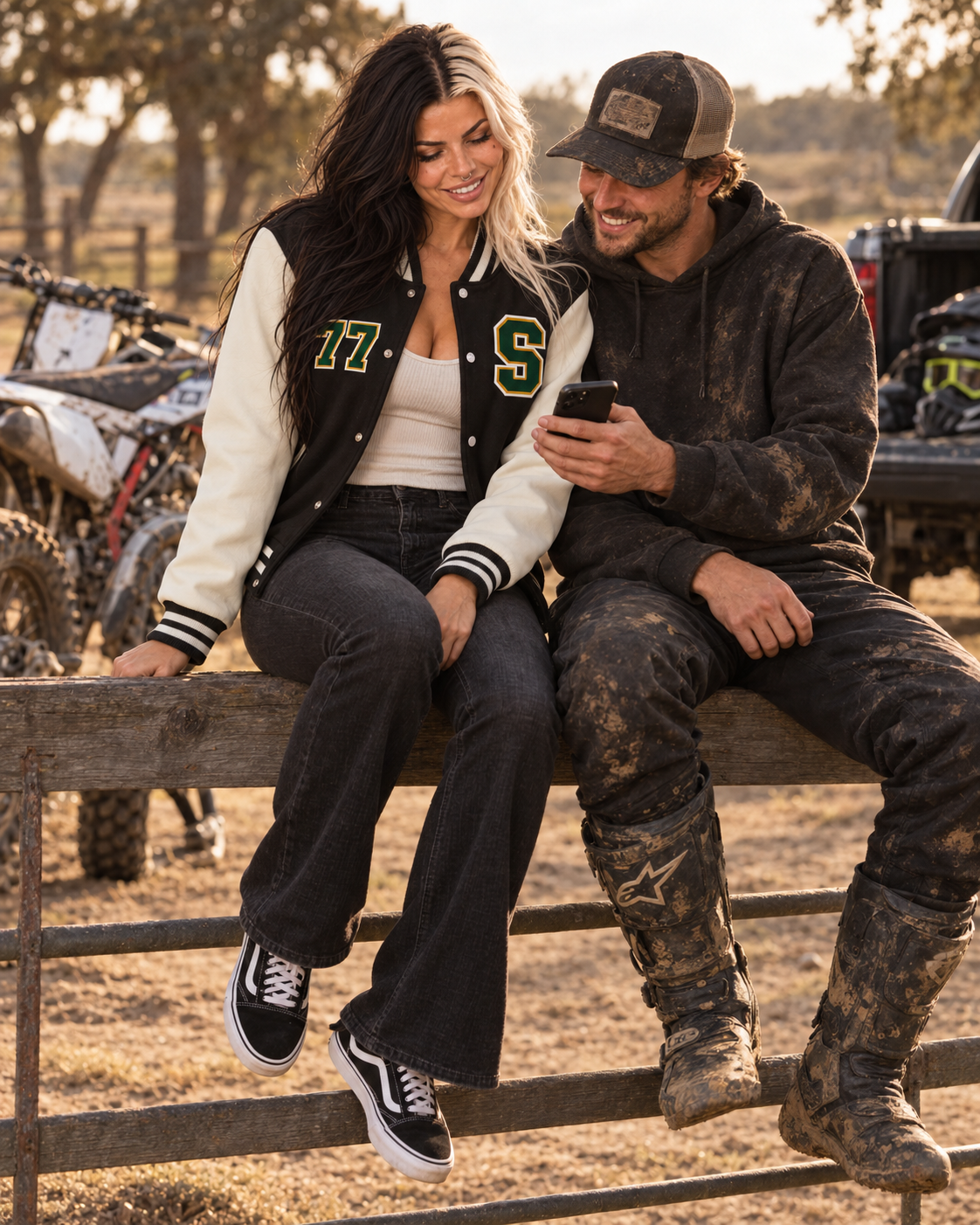 STROKER MX | Black & White Fleece Varsity Jacket