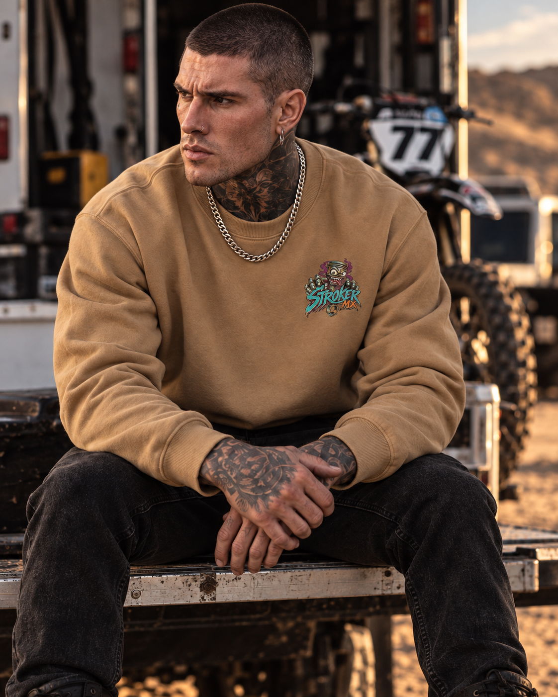 STROKER MX | Gray-Apricot Fleece Crewneck