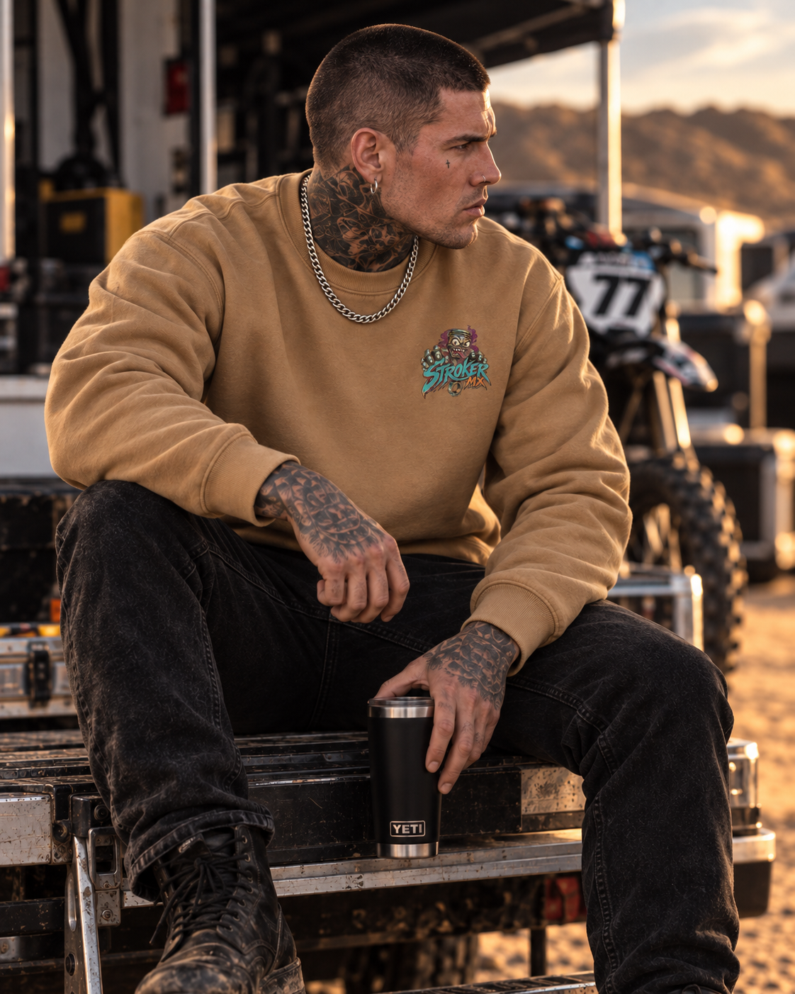 STROKER MX | Gray-Apricot Fleece Crewneck
