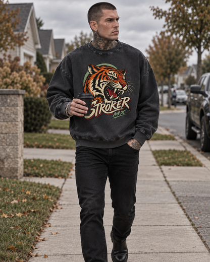 VINTAGE TIGER | Snow-Washed Statement Crewneck