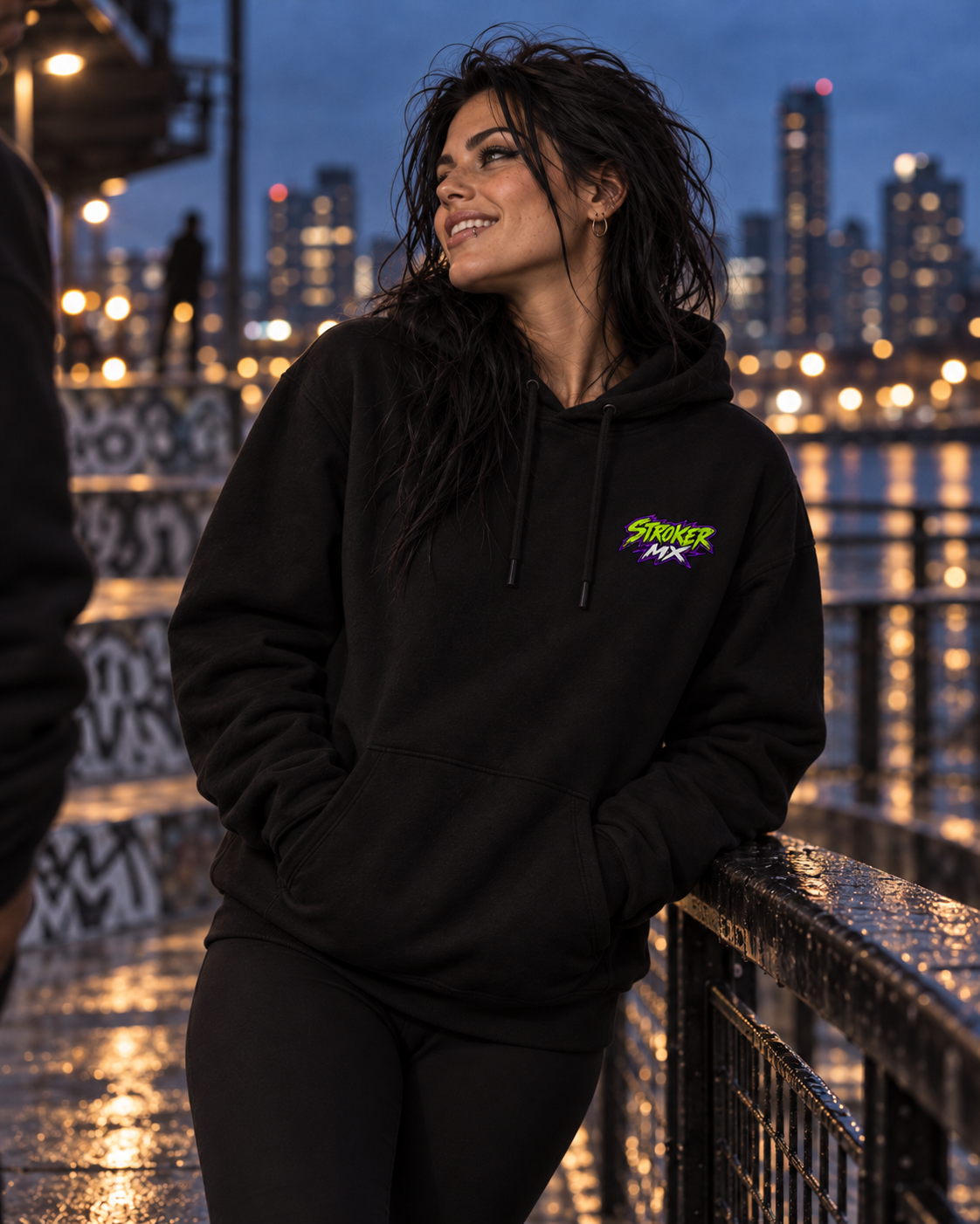STROKER MX | Heavyweight Black Oversized Hoodie