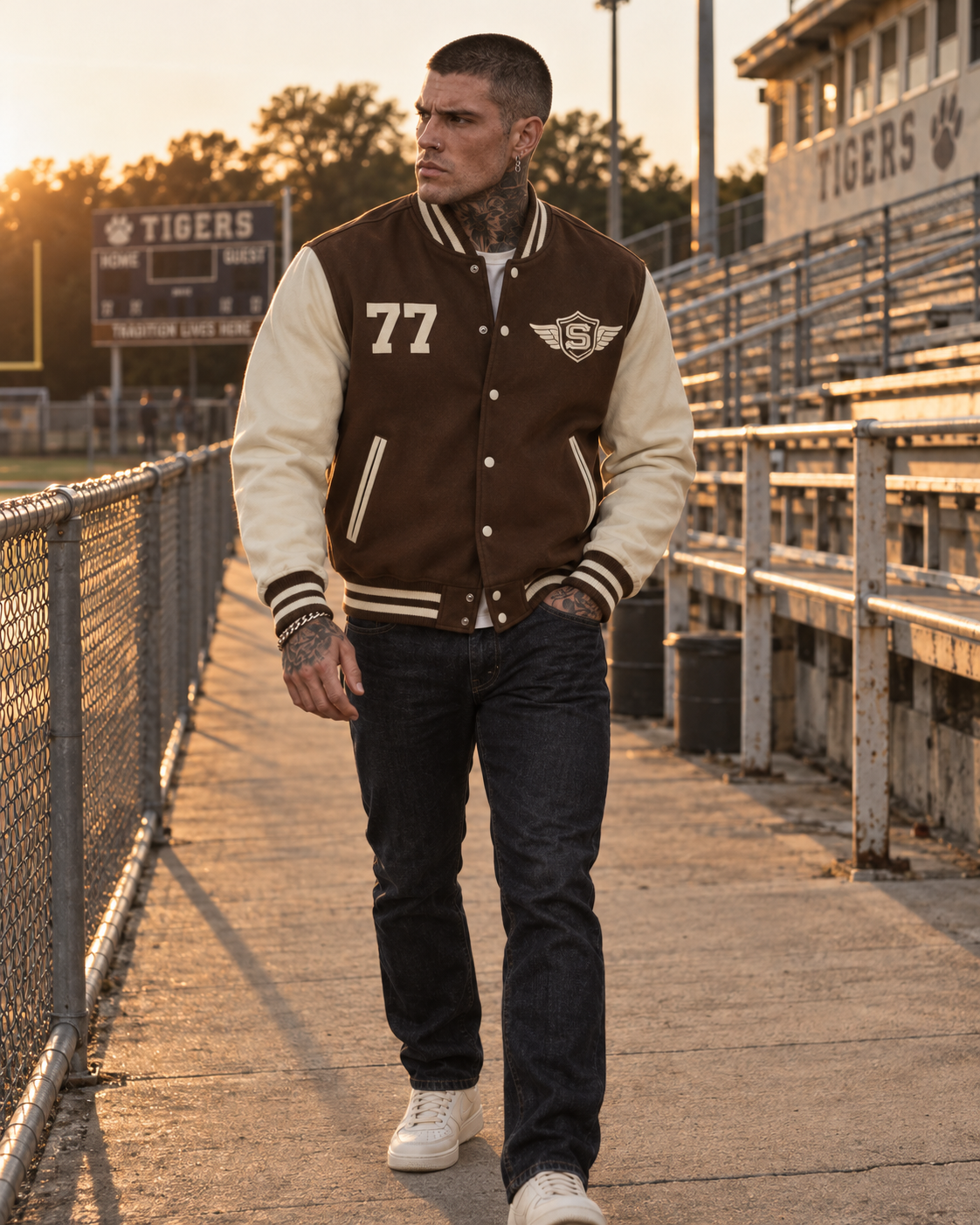 STROKER MX | Color-Block Fleece Varsity Jacket
