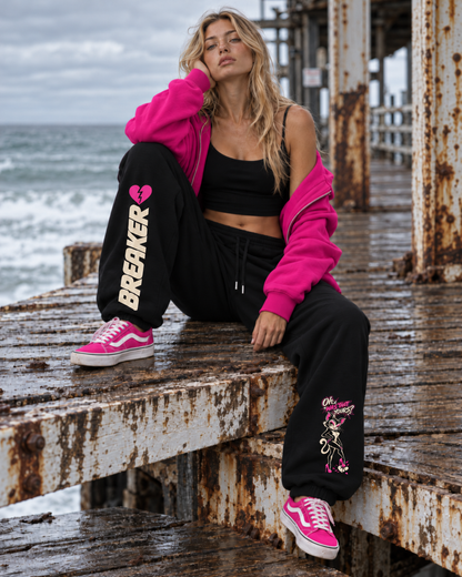 Stroker MX Moto Club Graphic Urban Sweatpants modeled in a women's lifestyle fashion photograph