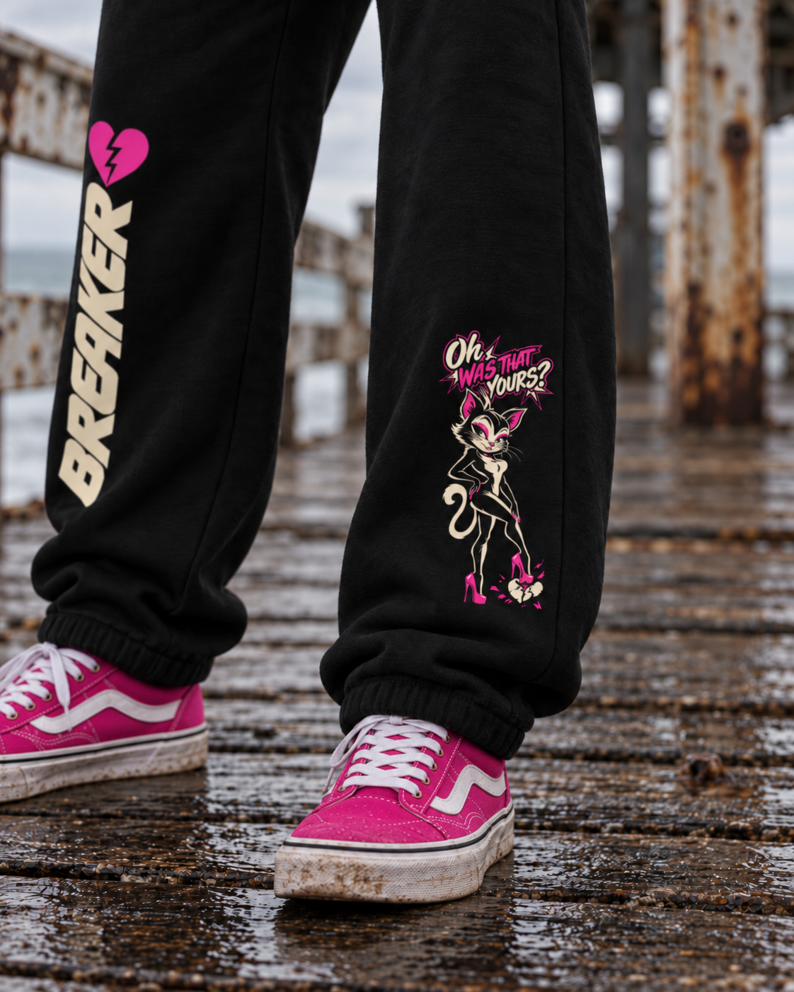 Stroker MX Moto Club Graphic Urban Sweatpants modeled in a women's lifestyle fashion photograph