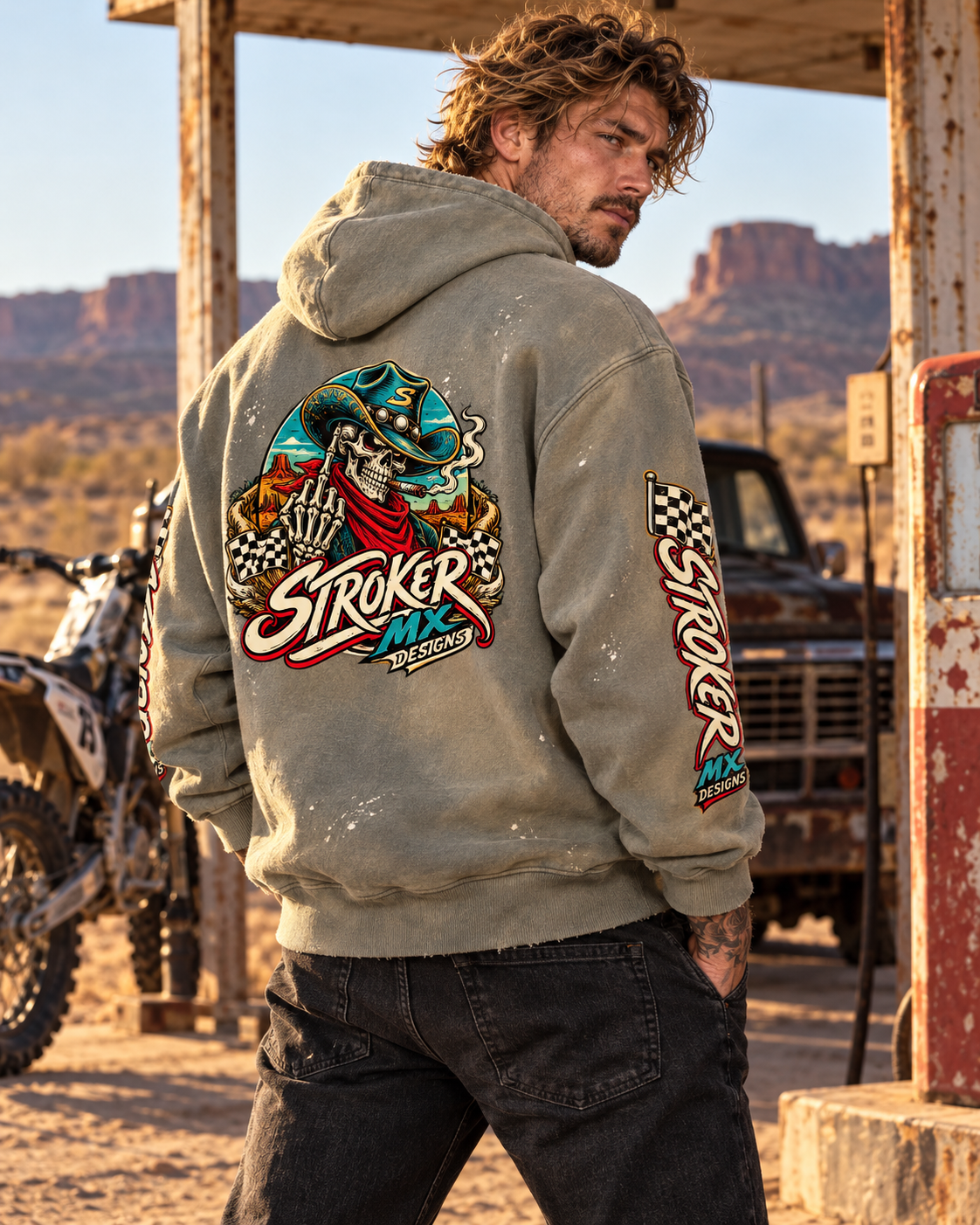 COWBOY SKULL | Vintage Frayed Fleece Hoodie