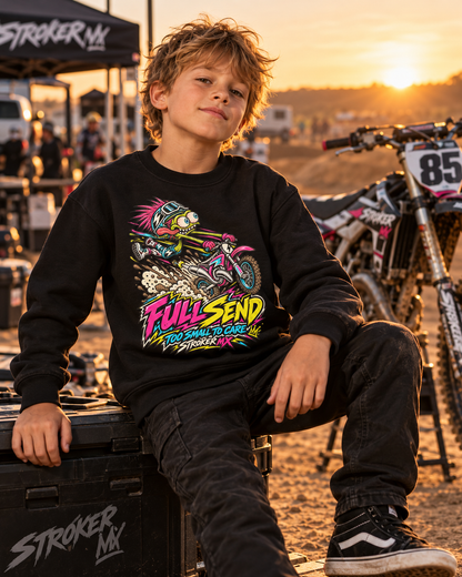 FULLSEND | Youth Crewneck Sweatshirt — Golden Hour Motocross Style