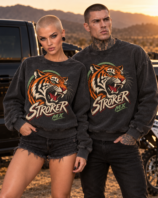 VINTAGE TIGER | Snow-Washed Statement Crewneck