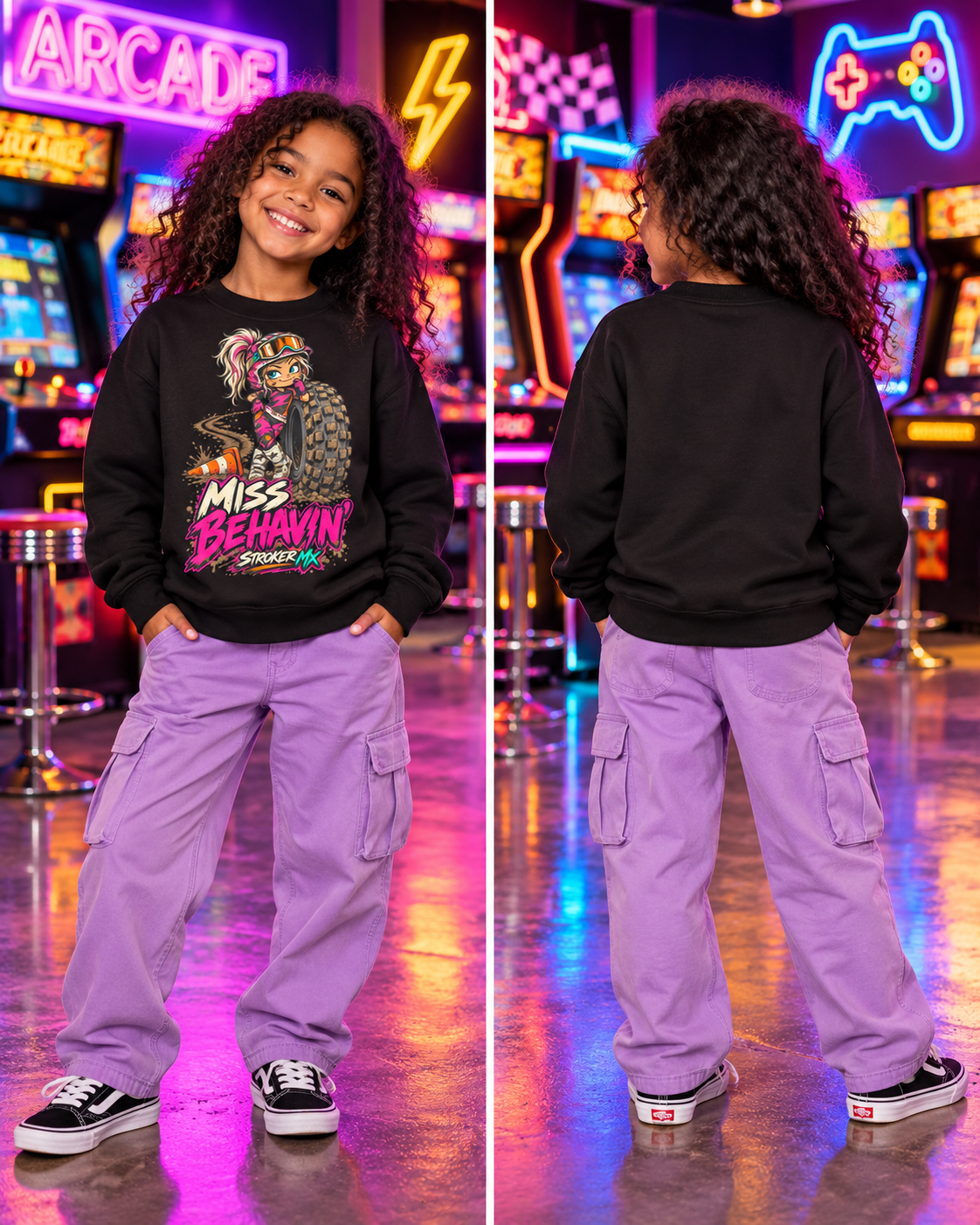 NEON ARCADE | Youth Crewneck Sweatshirt — Neon Arcade Sweatshirt Showcase