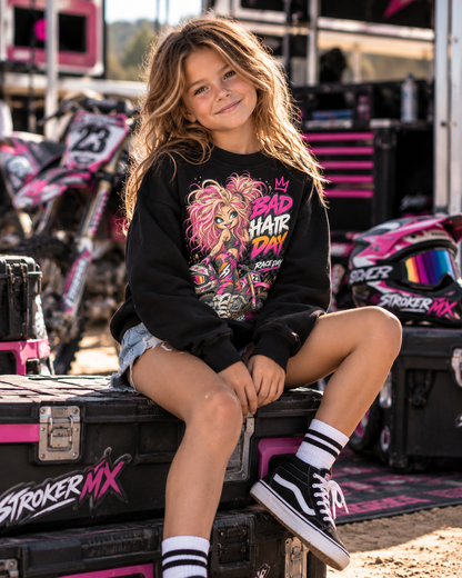 RACE DAY | Youth Crewneck Sweatshirt — Smiling Race Day Pit Portrait