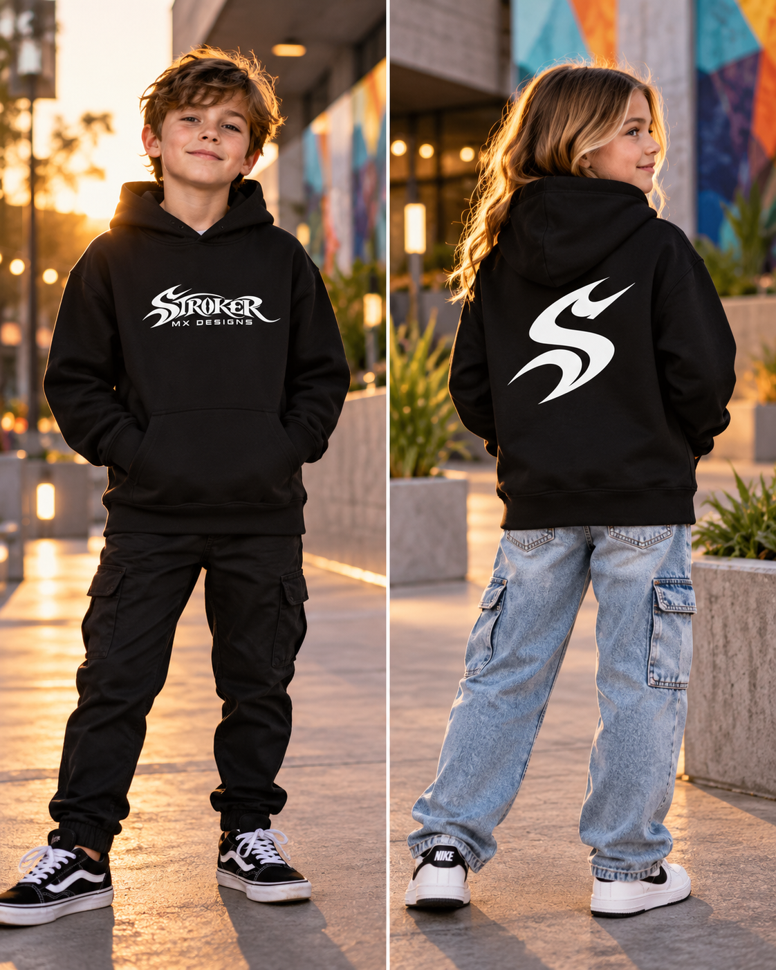 PIT CREW | Kids Fleece Hoodie — Split Panel Youth Streetwear Portrait