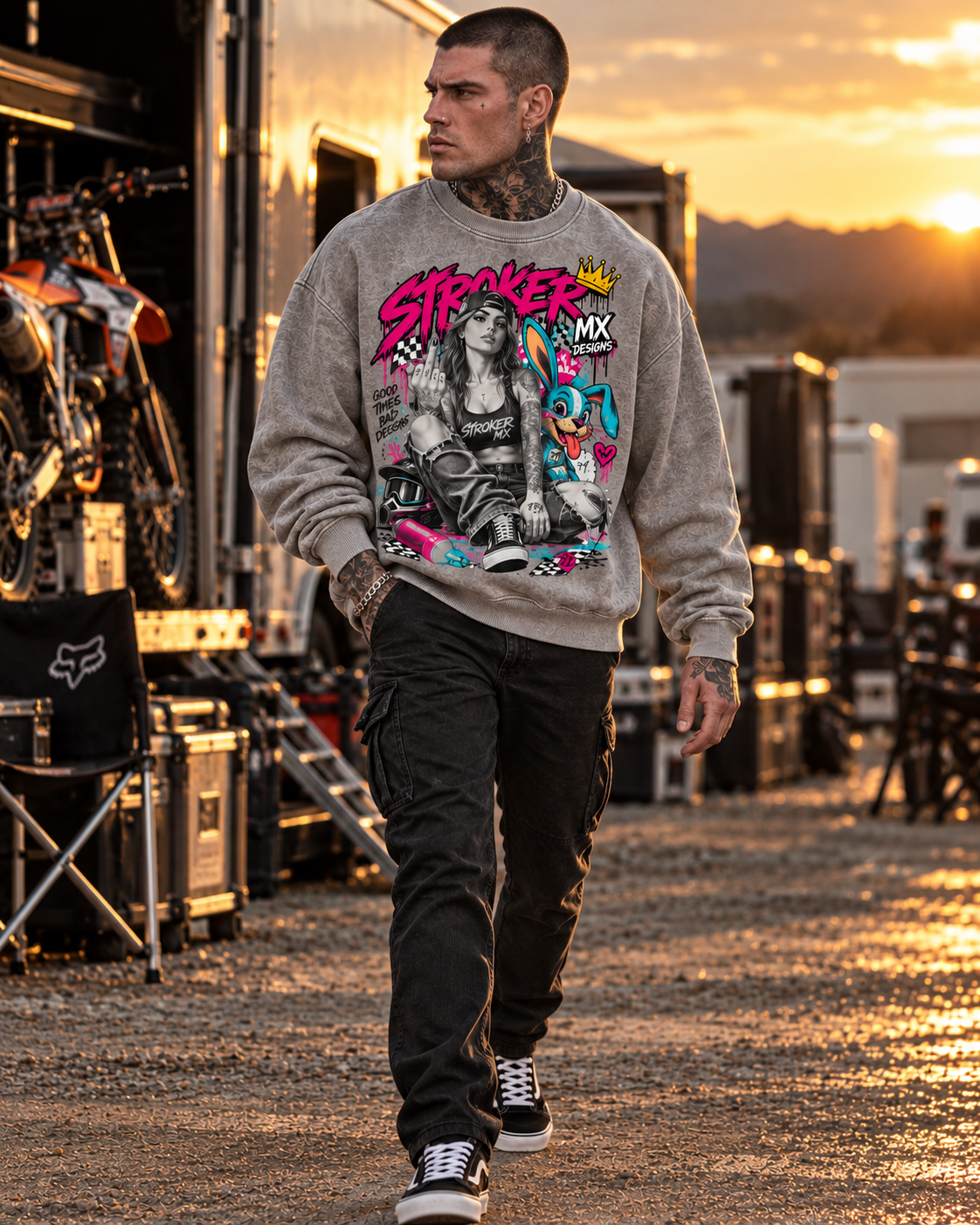 SNOW-WASHED STROKER | Men's Oversized Crewneck