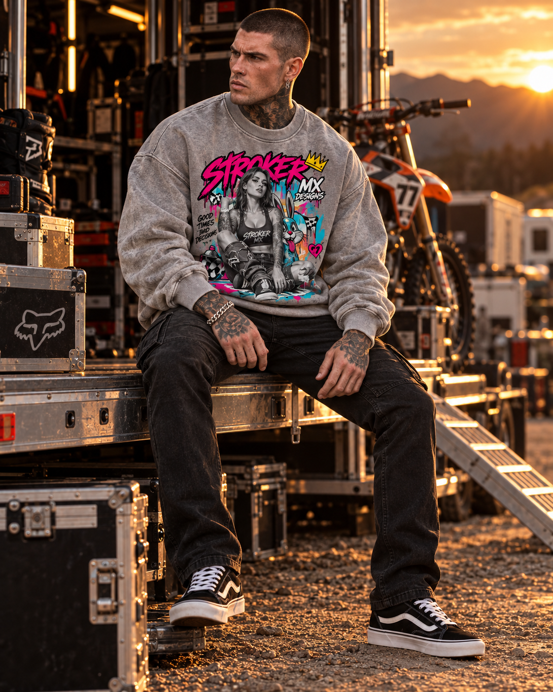SNOW-WASHED STROKER | Men's Oversized Crewneck