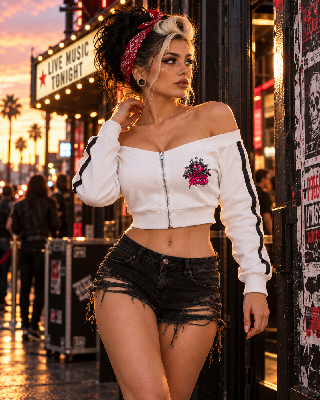 PRETTY RECKLESS | Off-Shoulder Zip Hoodie