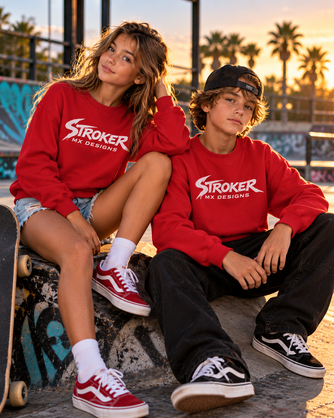 SKATEPARK CREW | Youth Crewneck Sweatshirt — Sunset Skatepark Streetwear Duo