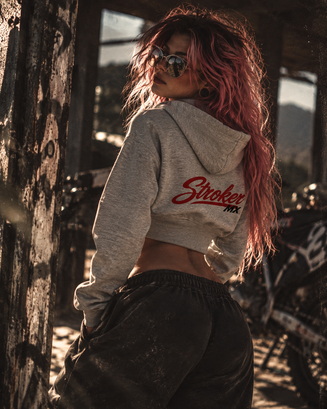 REDLINE SIGNATURE | Women's Cropped Zip Hoodie — featured Stroker MX product photograph
