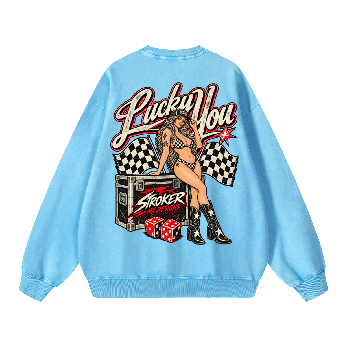 LUCKY YOU | Men's Snow-Washed Oversized Crewneck