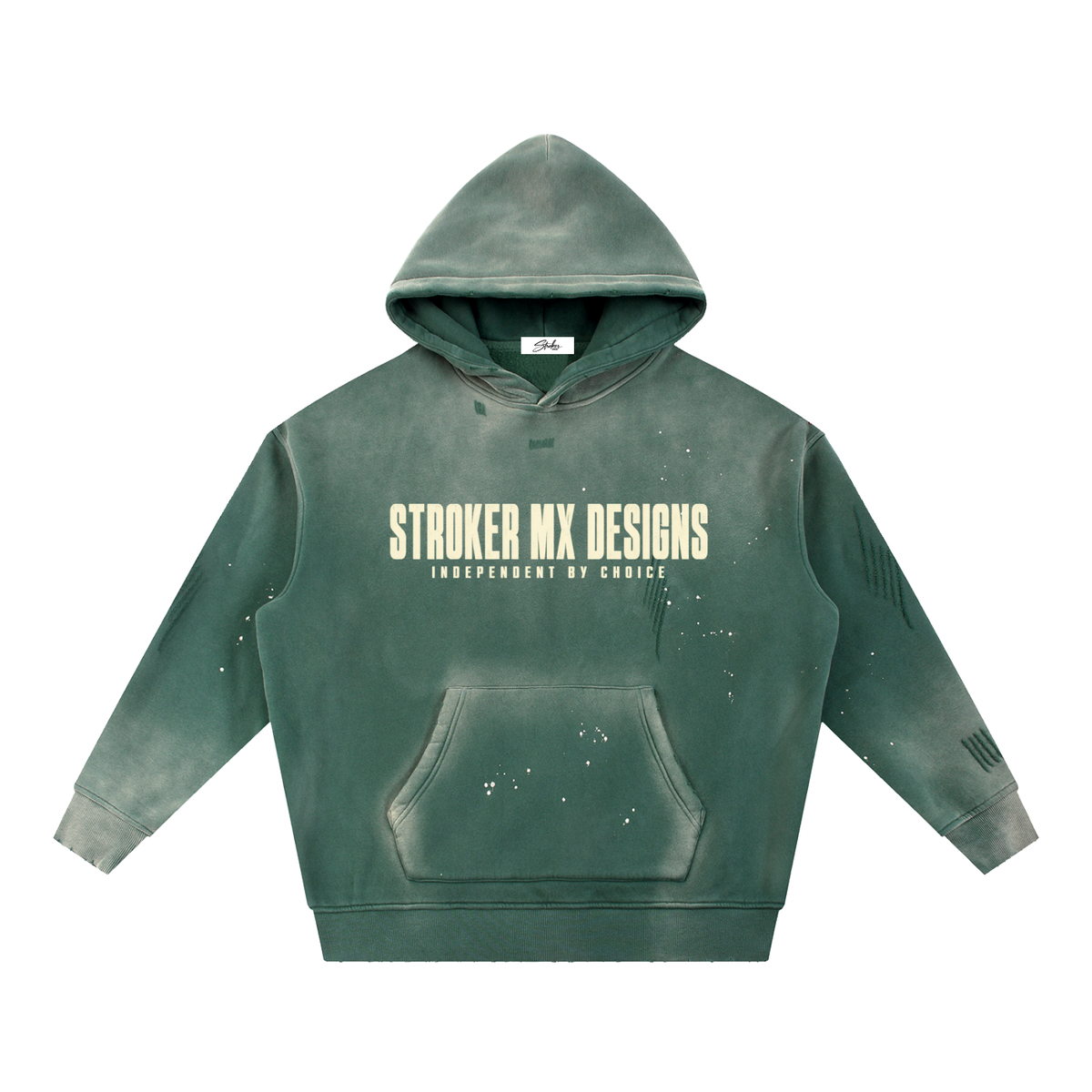 STROKER MX | Vintage Frayed Hoodie - Brown & Green