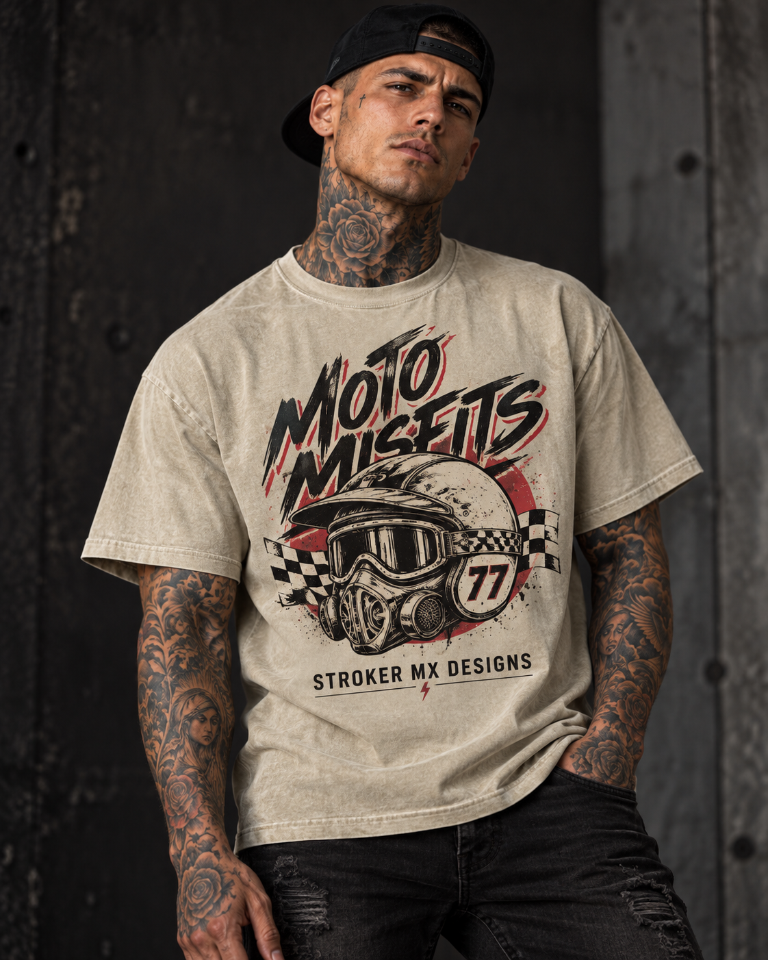MOTO MISFITS — HELMET 77 | Snow-Washed Oversized Tee