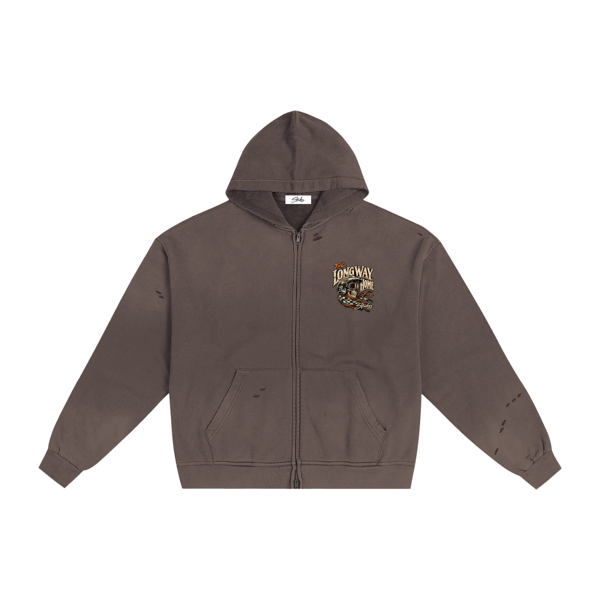 THE LONG WAY HOME | Men's Sunfade Frayed Zip Hoodie