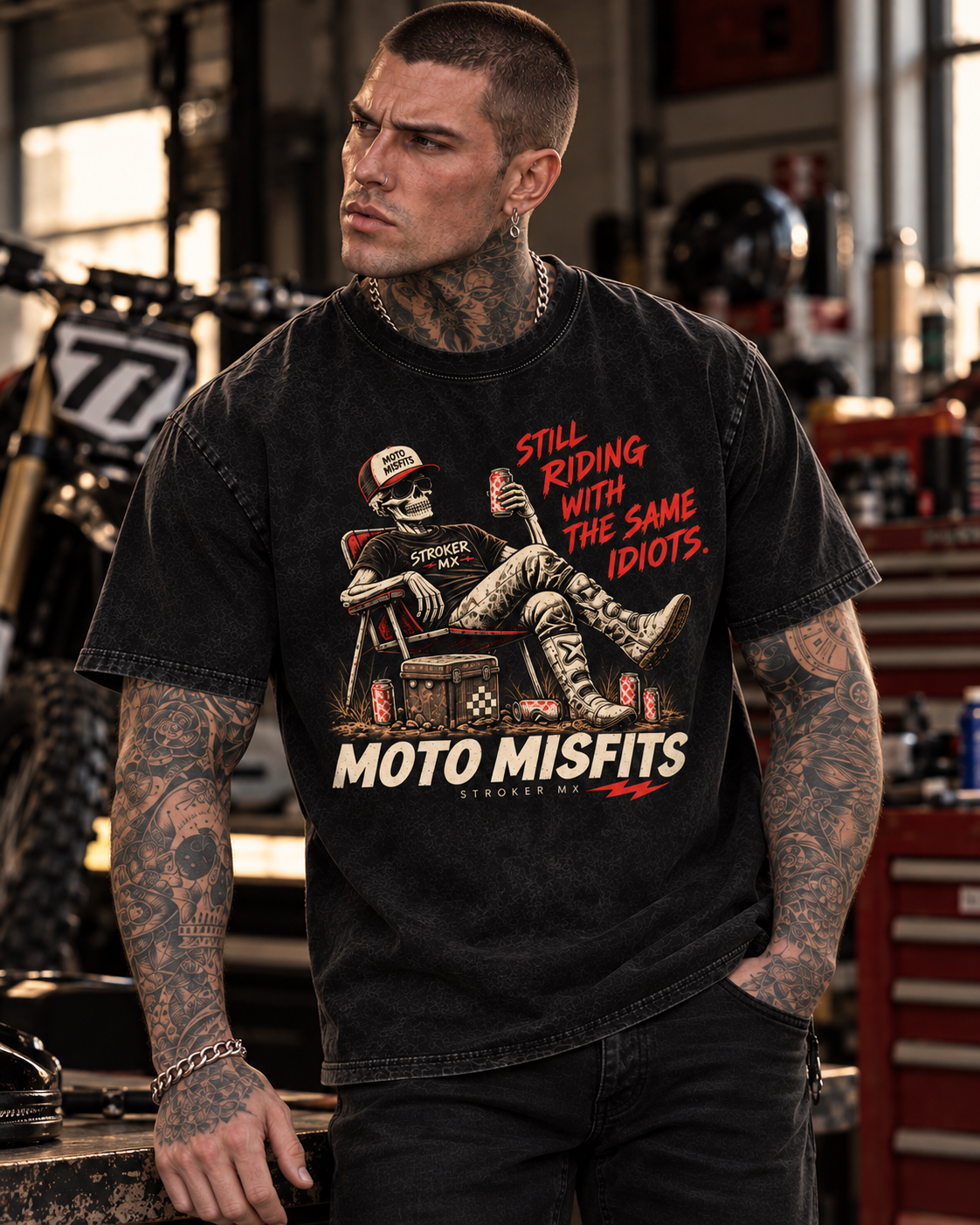 WORN IN, NOT OUT | Snow-Washed Oversized Tee — featured Stroker MX product photograph