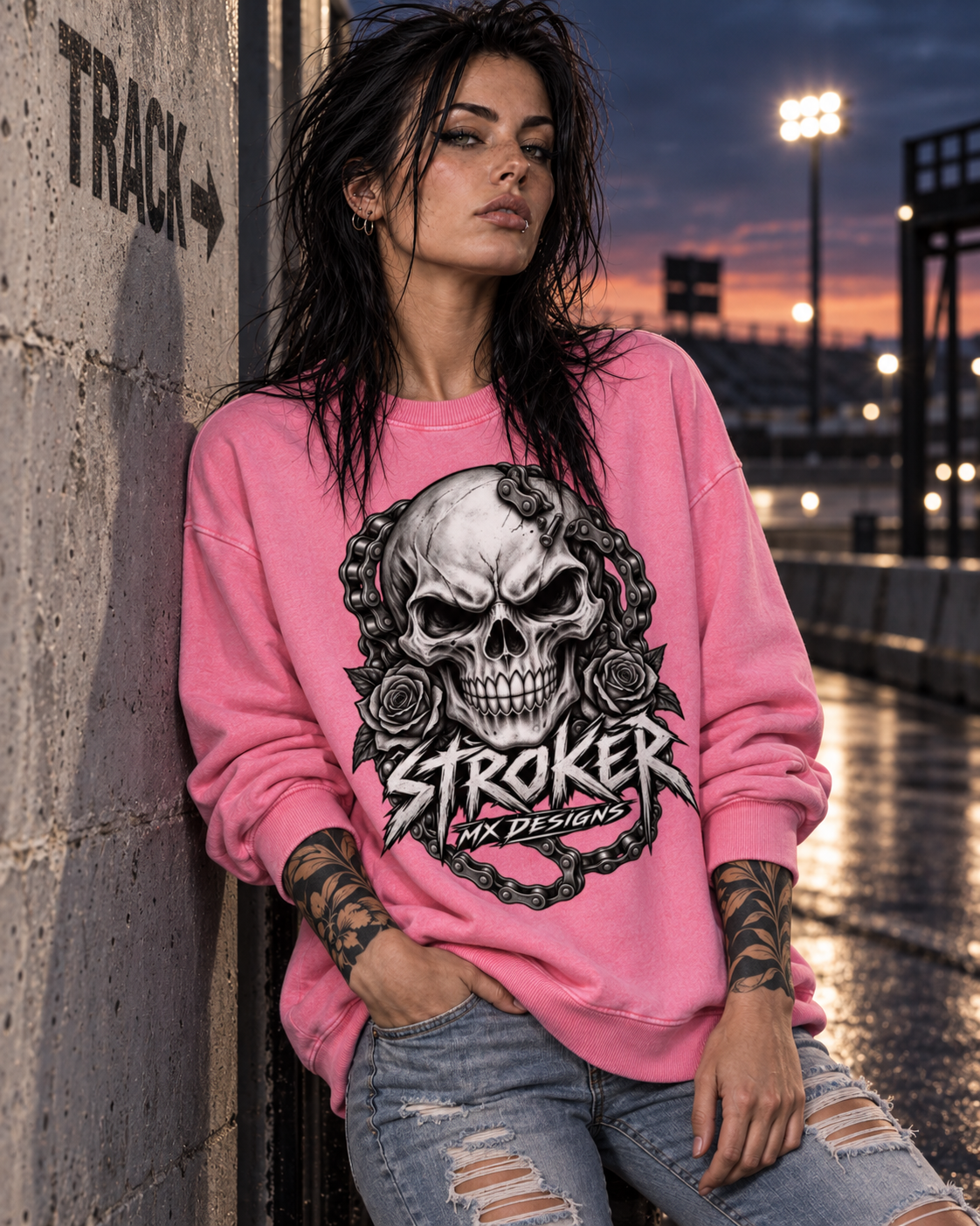 PINK HAS TEETH. | Snow-Washed Oversized Crewneck