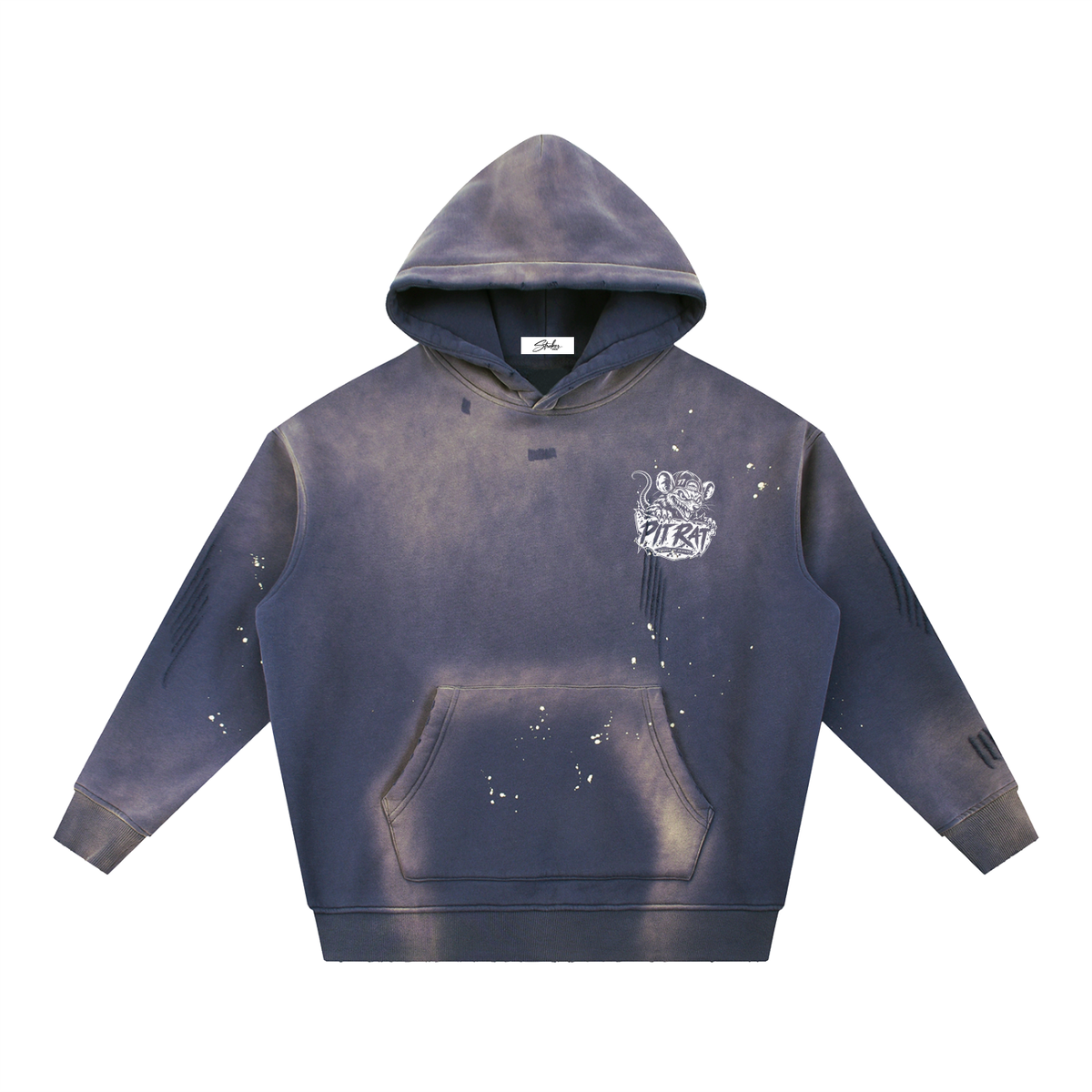 STROKER MX | Vintage Frayed Hoodie - Navy & Green
