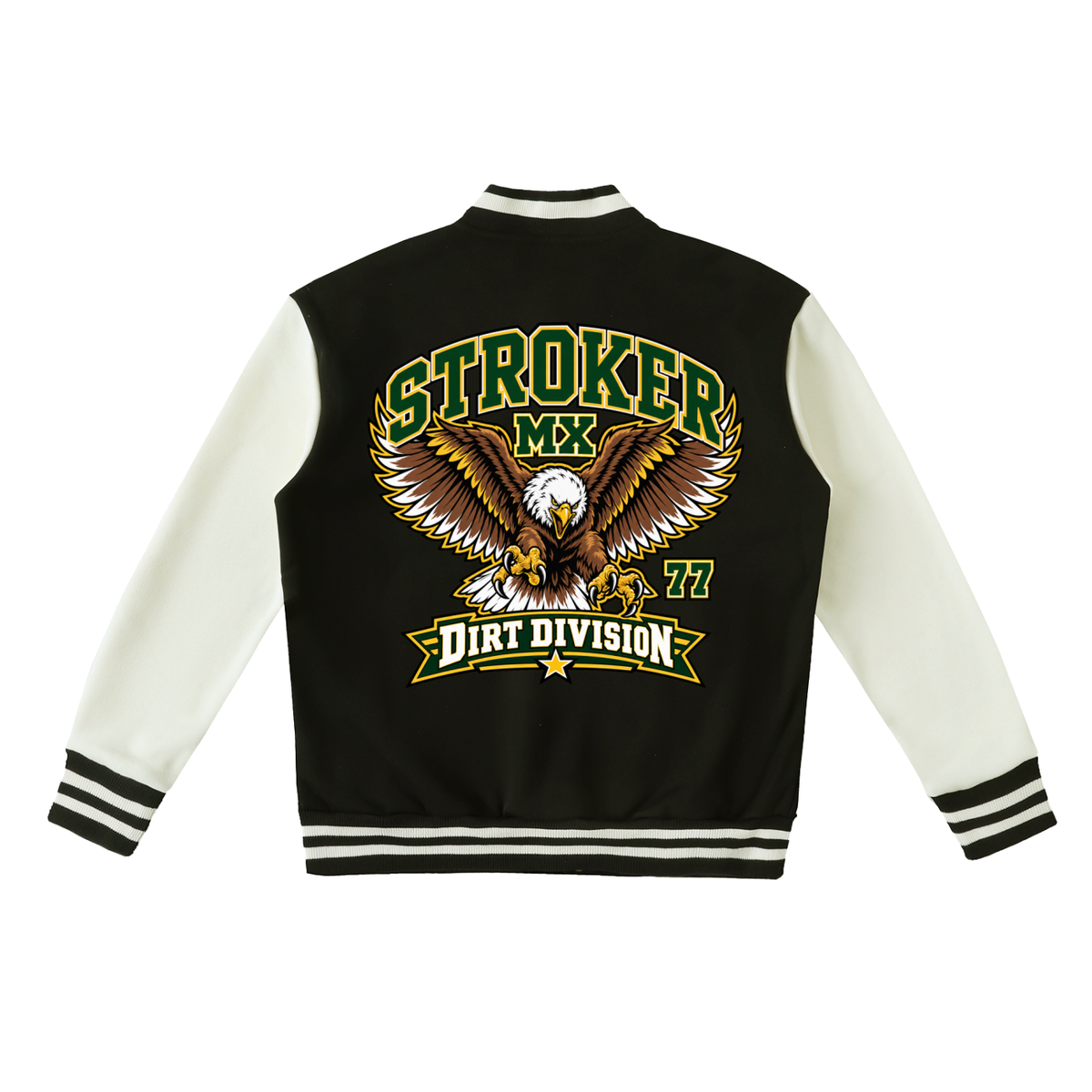 STROKER MX | Black & White Fleece Varsity Jacket