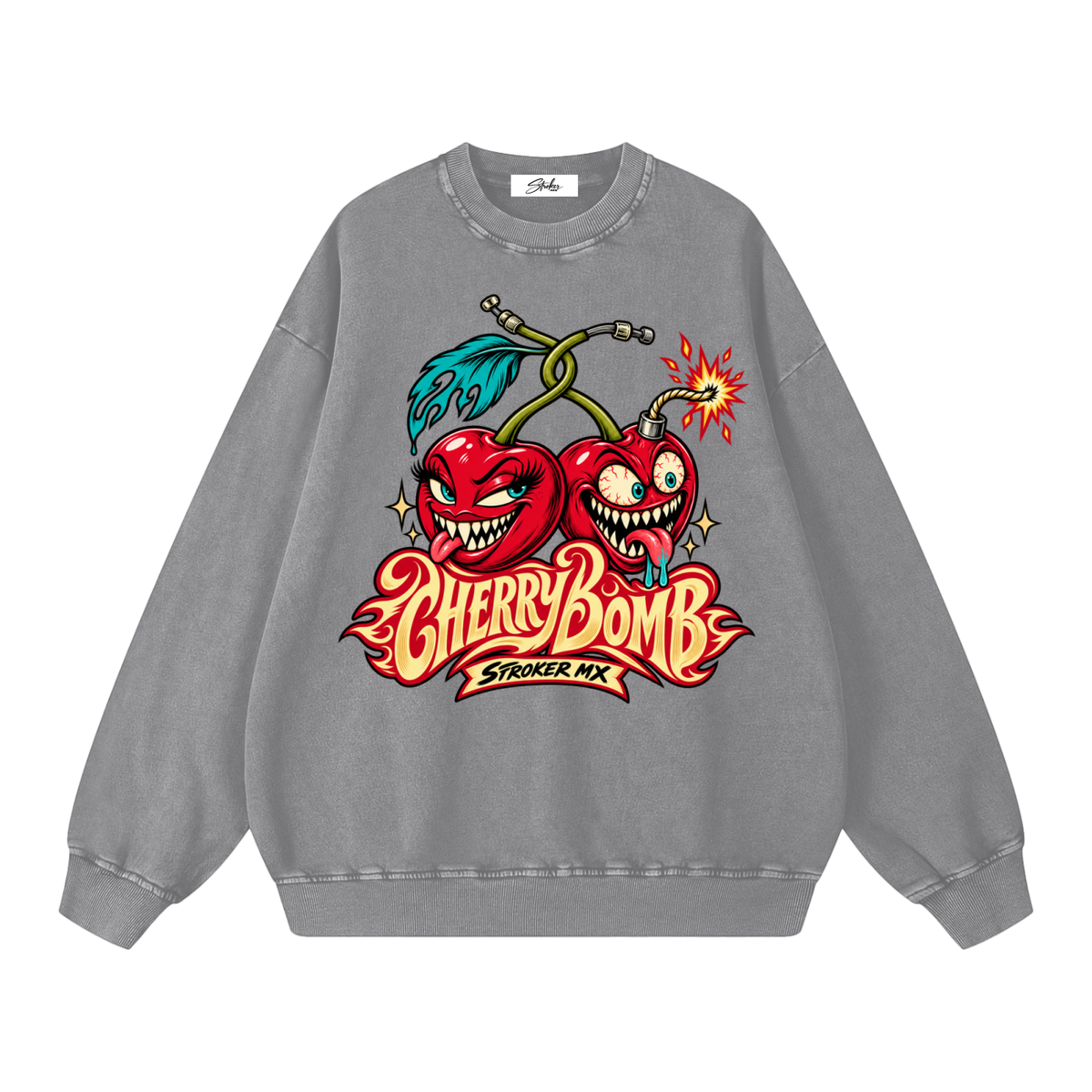 STROKER MX | Snow-Washed Crewneck - Apricot & Gray